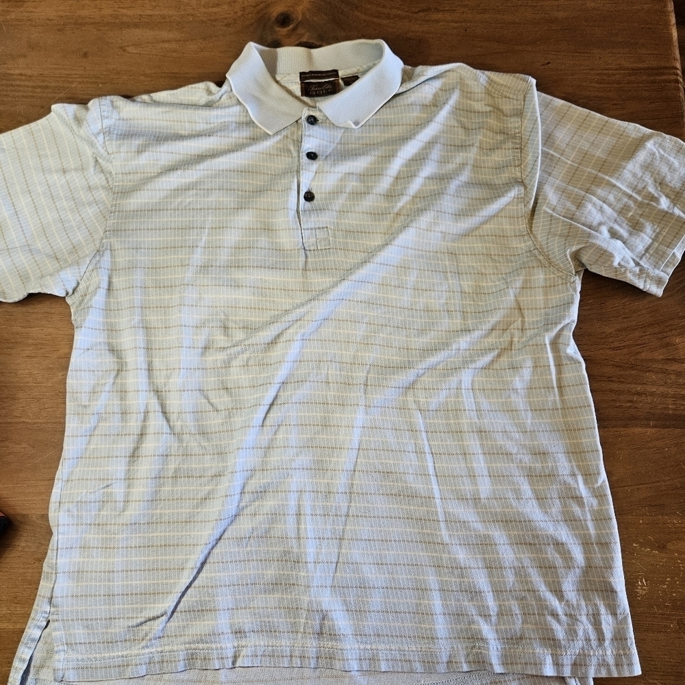Tasso Elba Polo Double Mercerized Cotton Light Blue Size Medium